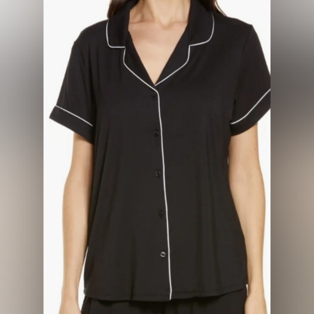 Nordstrom Moonlight Eco Cozy Black Pajama Shirt Top Size XL Sleepwear